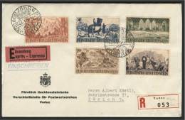 LIECHTENSTEIN, 600TH YEARS 1942, FULL SET ON COVER SPECIAL CANCEL - Lettres & Documents
