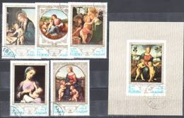 Fujeira1970 - Madonna -  Art - Paintings  Mi.594-598A + Bl.35B - Used - Fujeira
