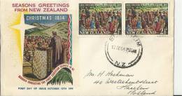 NEW ZEALAND 1964 –FDC  150 YEARS FIRST CHRISTMAS CHRISTIAN SERVICE IN 1814 -  REV SAMUEL MARSDEN IN ATRANGIHOUA ADDR. TO - FDC