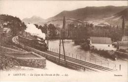 SAINT-PE - La Ligne DU Chemin De Fer (avec TRAIN En Gros Plan) - Bon état - Saint Pe De Bigorre