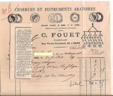 Facture Fouet Charrues Et Instruments Aratoires Rue Victor Guichard 49 Sens 89 Yonne - Agriculture