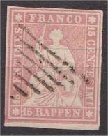 SWITZERLAND, 15 RAPPEN STRUBEL 25B, USED WITH LOZENGE FROM GENEVA, CERTIFICATE BERRA - Gebraucht