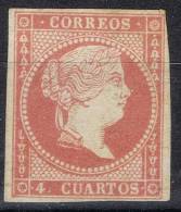 Sello 4 Cuartos Isabel II 1856, Variedad Impresion, Num 48 * - Unused Stamps