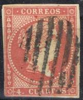 Sello 4 Cuartos Isabel II 1856, VARIEDAD Impresion, Num 48 º - Oblitérés