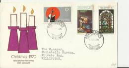 NEW ZEALAND 1970 – FDC CHRISTMAS 1970 ADDR. TO WELLINGTON W 3  STS OF 2 1/2-3-10 C POSTM. WELLINGTON OCT 1 RE1069 - FDC