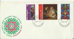 NEW ZEALAND 1971–FDC CHRISTMAS 1971 W 3 STS OF 3 - 4 - 10 C POSTM WELLINGTON OCT 6 RE1081 - FDC