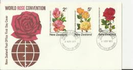 NEW ZEALAND 1971–FDC WORLD ROSE CONVENTION 1971 W 3 STS OF 2 - 5 - 8 C POSTM WELLINGTON NOV 3 RE1082 - FDC
