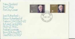 NEW ZEALAND 1971–FDC 100 YEARS BIRTH OF LORD BARON RUTHEFORD  W 2 STS OF 1 - 7  C POSTM WELLINGTON DEC 1 RE1083 - FDC