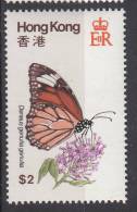 Hong Kong MNH Scott #357 $2 Danaus Genutia - Butterflies - Unused Stamps