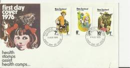 NEW ZEALAND 1976–FDC HEALTH STAMPS HELP HEALTH CAMPS  W 3 STS 1-7;1-8;1-10 C  POSTM WANGANUT  AUG 4 RE1089 - FDC