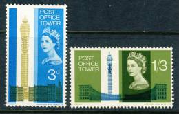 1965 Great Britain MNH (**) Set  Of 2 Stamps "POST OFFICE TOWER" Scott # 438-439 - Unused Stamps