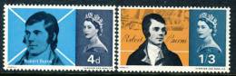 1966 Great Britain MNH (**) Set  Of 2 Stamps "ROBERT BURNS" Scott # 444-445 - Unused Stamps