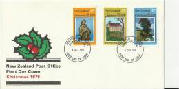 NEW ZEALAND 1979–FDC CHRISTMAS 1979 W 3 STS 10-25-35 C  POSTM WANGANUI OCT 3 RE1100 - FDC