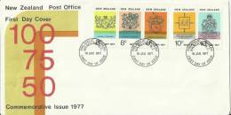 NEW ZEALAND 1977–FDC COMMEMORATIVE ISSUE 100 YRS HAMILTON-GISBORNE-MASTERTON-50 YEARS ROYAL COLLEGE OF SURGEON-75 YEARS - FDC