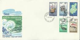 NEW ZEALAND 1978–FDC SEA AND ITS RESOURCES ISSUE  W 5 STS OF 12-15-20-23-35  POSTM WANGANUI JUN 7 RE1095 - FDC