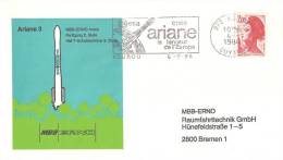 ARIANEV10 Enveloppe Illustrée Mbb Erno  Oblitérée KOUROU Du 4/8/1984 - Europe
