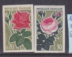 FRANCE N°1356/1357 ROSES NON DENTELE NEUF AVEC CHARNIERE - Unclassified