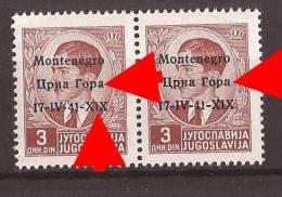 1941 X  5  MONTENEGRO CRNA GORA ITALIA OCCUPAZIONE ERROR  OVERPRINT  NEVER HINGED - Montenegro