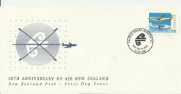 NEW ZEALAND 1990– FDC 50 YEARS AIR NEW ZEALAND  W 1 ST OF 80 C  POSTM WANGANUI JAN 17 RE1136 - FDC