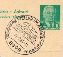 PRISSNITZ-KUR WEILER 1964 Af DDR P70 IIA Antwort-Postkarte ZUDRUCK BÖTTNER #1 - Thermalisme