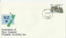 NEW ZEALAND 1985 – FDC NEW ZEALAND EARLY TRANSPORT - GRAHAN'S TOWN -STEAM (1871) W 1 STS OF 30 C  POSTM THAMES MAR 6 RE1 - FDC