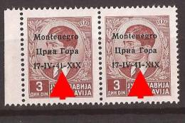 1941 X  5  MONTENEGRO CRNA GORA ITALIA OCCUPAZIONE ERROR  OVERPRINT  NEVER HINGED - Montenegro