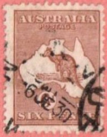 AUS SC #96  1929 Kangaroo And Map W/nibbed Perf @ TL, CV $11.00 - Used Stamps
