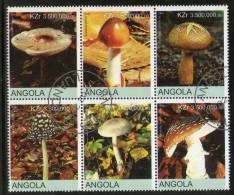 Angola 2000 Mushroom Tree Plant Orchid Flora Setenant BLK/6 Cancelled # 13500 - Árboles