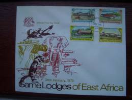 KUT 1975 EAST AFRICA GAME LODGES  Issue 4 Values To 2/50 On ILLUSTRATED OFFICIAL FDC. - Kenya, Uganda & Tanzania