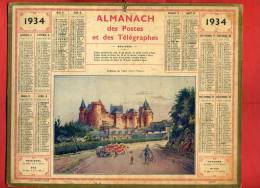 ALMANACH DES POSTES ET TELEGRAPHES 1934 CHATEAU DE VITRE ILLE ET VILAINE IMPRIMEUR OBERTHUR - Grand Format : 1921-40