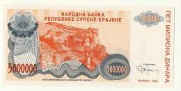 BILLET REPUBLIQUE SERBE DE KRAJINA ( CROATIE ) 5 000 000 DINARS #  1993  # NEUF - Croacia