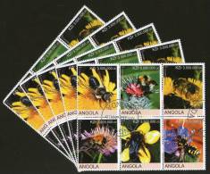 Angola 2000 Honeybees Apiculture Insect Flower Fauna Setenant BLK/6 Cancelled X5 # 13504 - Abeilles