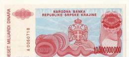 BILLET REPUBLIQUE SERBE DE KRAJINA ( CROATIE ) # 10 000 000 000 DINARS #  1993  # NEUF - Croatia