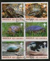 Angola 2000 Tortoise Reptiles Amphibians Fauna Setenant BLK/6 Cancelled # 13491 - Schildkröten