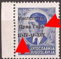 1941 X  6  MONTENEGRO CRNA GORA ITALIA OCCUPAZIONE ERROR  OVERPRINT   NEVER HINGED - Montenegro