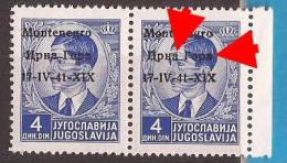 1941 X  6  MONTENEGRO CRNA GORA ITALIA OCCUPAZIONE  ERROR OVERPRINT   NEVER HINGED - Montenegro