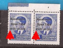 1941 X  6  MONTENEGRO CRNA GORA ITALIA OCCUPAZIONE  ERROR OVERPRINT   NEVER HINGED - Montenegro