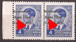 1941 X  6  MONTENEGRO CRNA GORA ITALIA OCCUPAZIONE  ERROR OVERPRINT  MOVED  NEVER HINGED - Montenegro