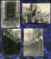 WWI Lot De 4 Photos Destruction Ruines Cathedrale Epernay Marne 1914-18 Photos Originales Anciennes - War, Military