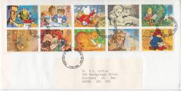 Great Britain FDC Scott #1547a Booklet Pane Of 10 Greetings Childrens' Literature - 1991-2000 Em. Décimales