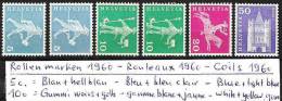 Schweiz Suisse 1960: Rollen Rouleaux Coils Zu 355R/363R Mi 696R/704R 5c.hellblau+10c. Gelber Gummi (Zumstein CHF 16.00) - Coil Stamps