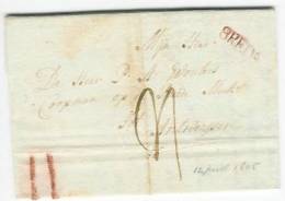 Vouwbrief BREDA (22 X 6 Mm) 12 Juli 1805 Naar Antwerpen Port 4 + 2 Krijtstrepen - ...-1852 Voorlopers