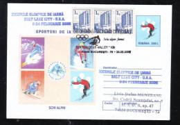 SALT LAKE CITY, WINTER OLYMPIC GAMES, 2002, COVER STATIONERY, ENTIER POSTAL, OBLITERATION CONCORDANTE, ROMANIA - Hiver 2002: Salt Lake City