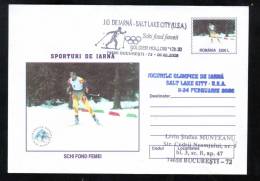 SALT LAKE CITY, WINTER OLYMPIC GAMES, 2002, COVER STATIONERY, ENTIER POSTAL, OBLITERATION CONCORDANTE, ROMANIA - Inverno2002: Salt Lake City