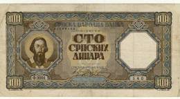 BILLET DE SERBIE # 100 DINARS  # CENT DINARS   # 1 ER JANVIER 1943  # - Servië