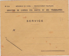 REGENCE DE TUNIS (PROTECTORAT FRANCAIS) - ENVELOPPE De SERVICE Des PTT - Briefe U. Dokumente