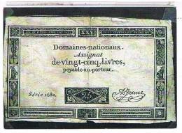 REPRESENTATION  MONNAIES    ASSIGNT  DE  VINGT CINQ  LIVRES  PAYABLE  AU  PORTEUR   CPM  TBE - Monnaies (représentations)