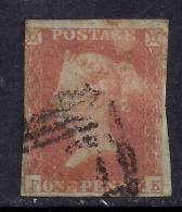 GB 1841 QV 1d Penny Red IMPERF Blued Paper (F & K )  ( K727 ) - Gebruikt