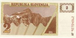 BILLET DE SLOVENIE # 2 TOLARS  # DEUX TOLARS  #  AF 90704062 # 1990 - Eslovenia