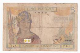 Banque De L´INDOCHINE - 5 Piastres - (KM 48 C - P 55 C) - BE - Indochine